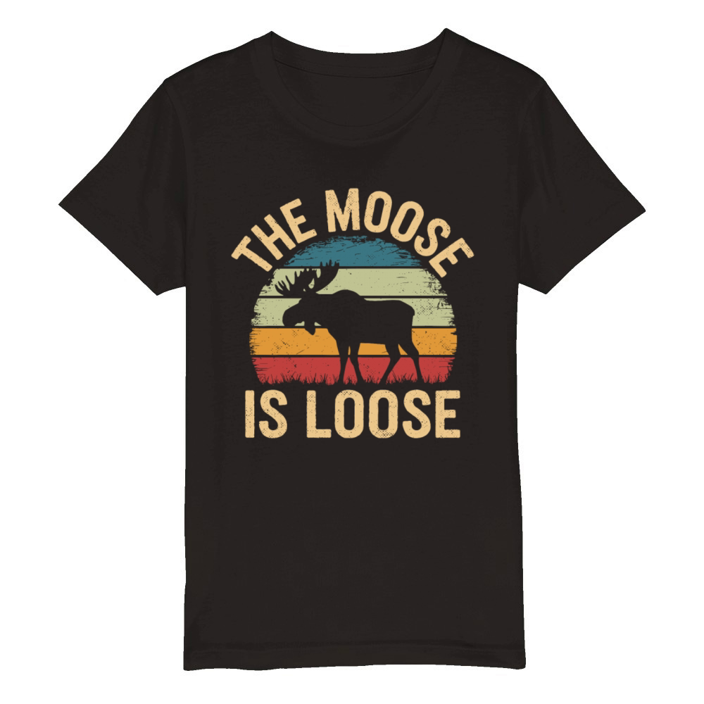 Retro Vintage Moose Nature Lover The Moose Loose Organic Kids Crewneck T-shirt