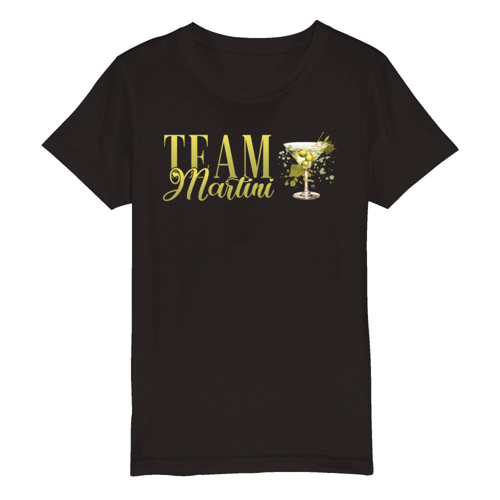 Team Martini Cocktail Bartender Organic Kids Crewneck T-shirt