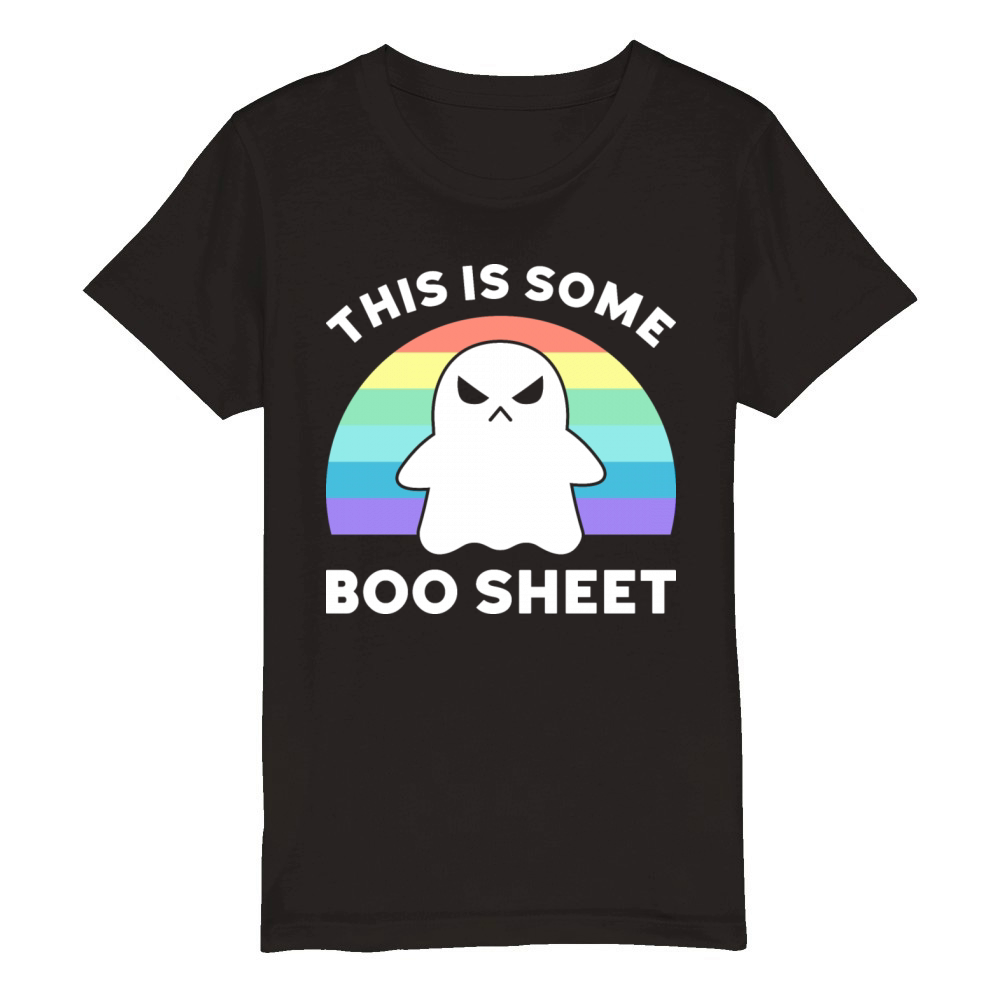 This Is Some Boo Sheet Rainbow Funny Halloween Organic Kids Crewneck T-shirt