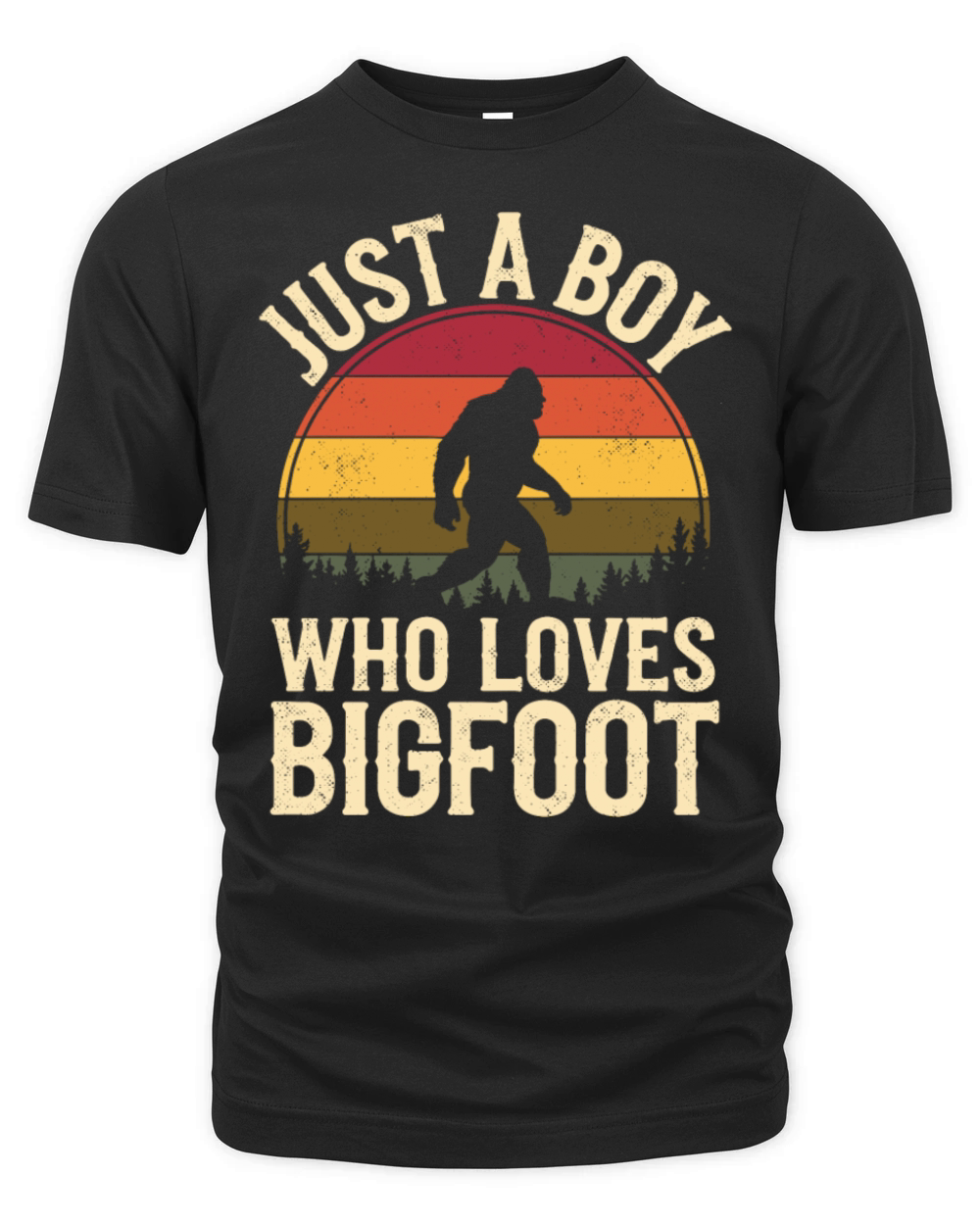 Just A Boy Who Loves Bigfoot Forest Adventure Organic Unisex T-shirt
