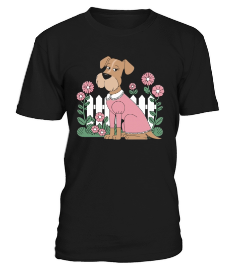 Cottagecore Dog in Pink Dress with Flowers T-Shirt Unisex