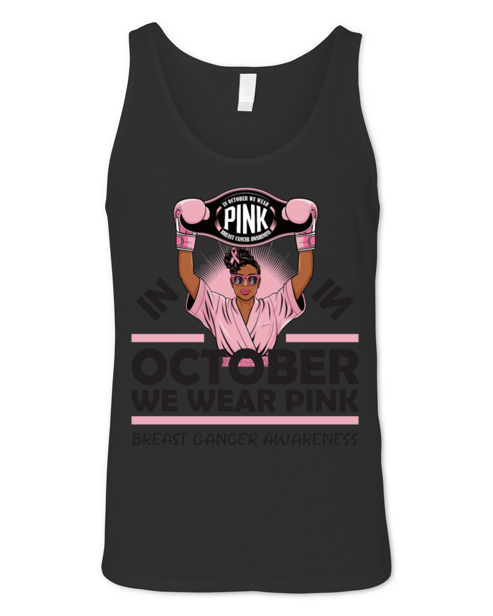 Breast Cancer Design In Pink Boxer Style Unisex Jersey Tank