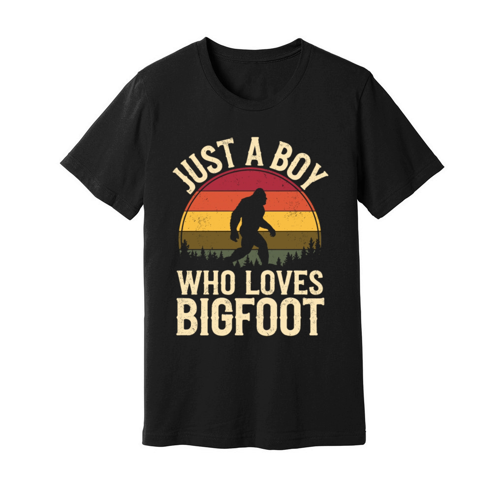 Just A Boy Who Loves Bigfoot Forest Adventure Unisex Jersey Tee