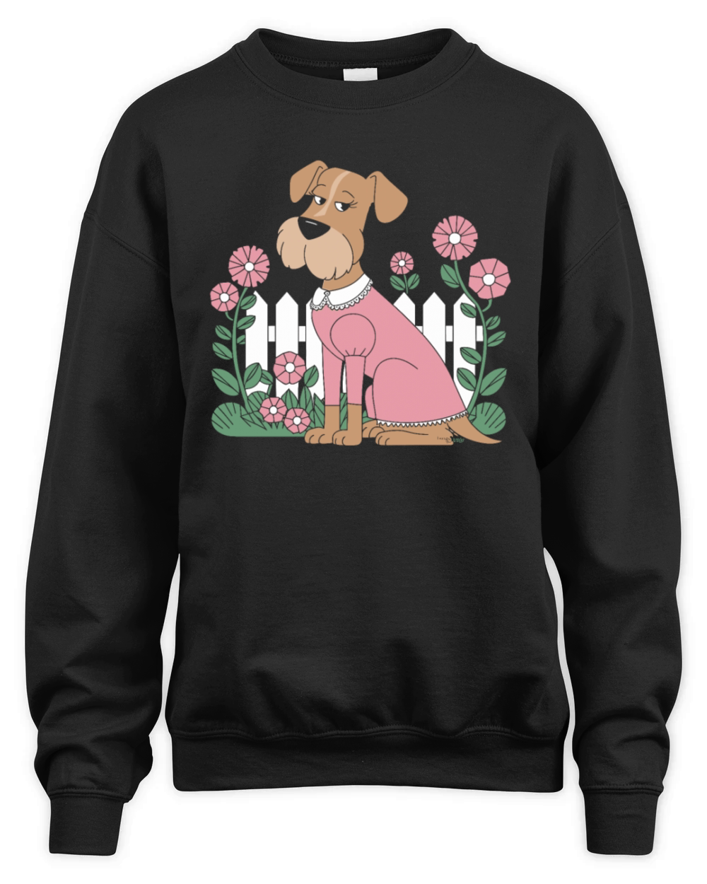 Cottagecore Dog in Pink Dress with Flowers Unisex Premium Crewneck Sweatshirt