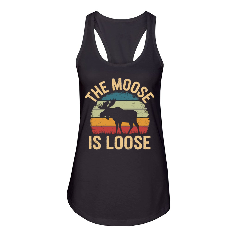 Retro Vintage Moose Nature Lover The Moose Loose Women's Racerback Tank