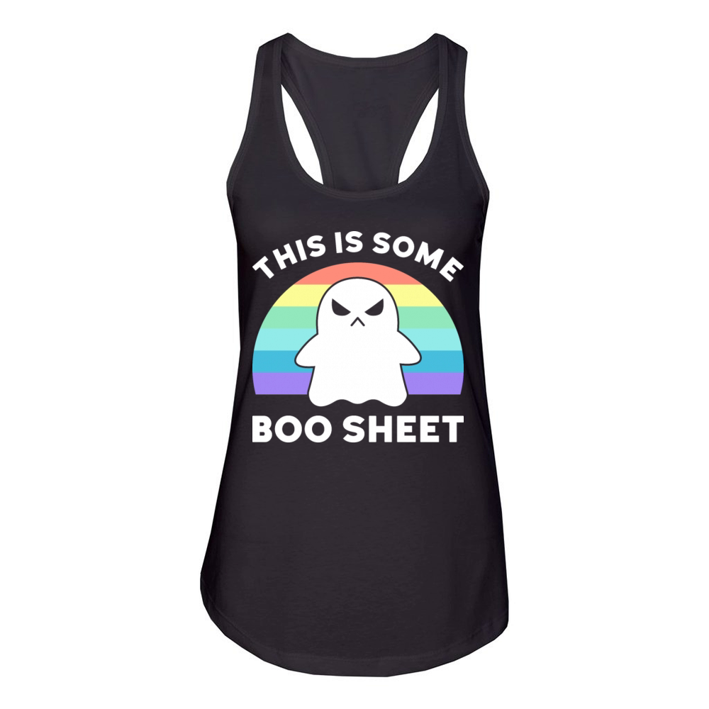 This Is Some Boo Sheet Rainbow Funny Halloween Women's Racerback Tank