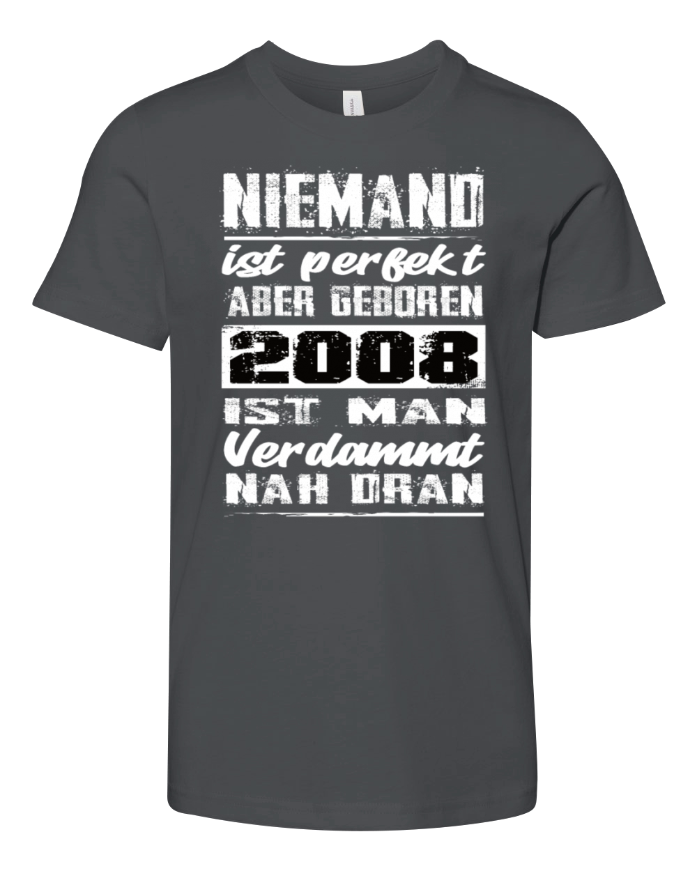 Nobody Is Perfect But Born 2008 Birthday Youth Unisex Jersey Tee