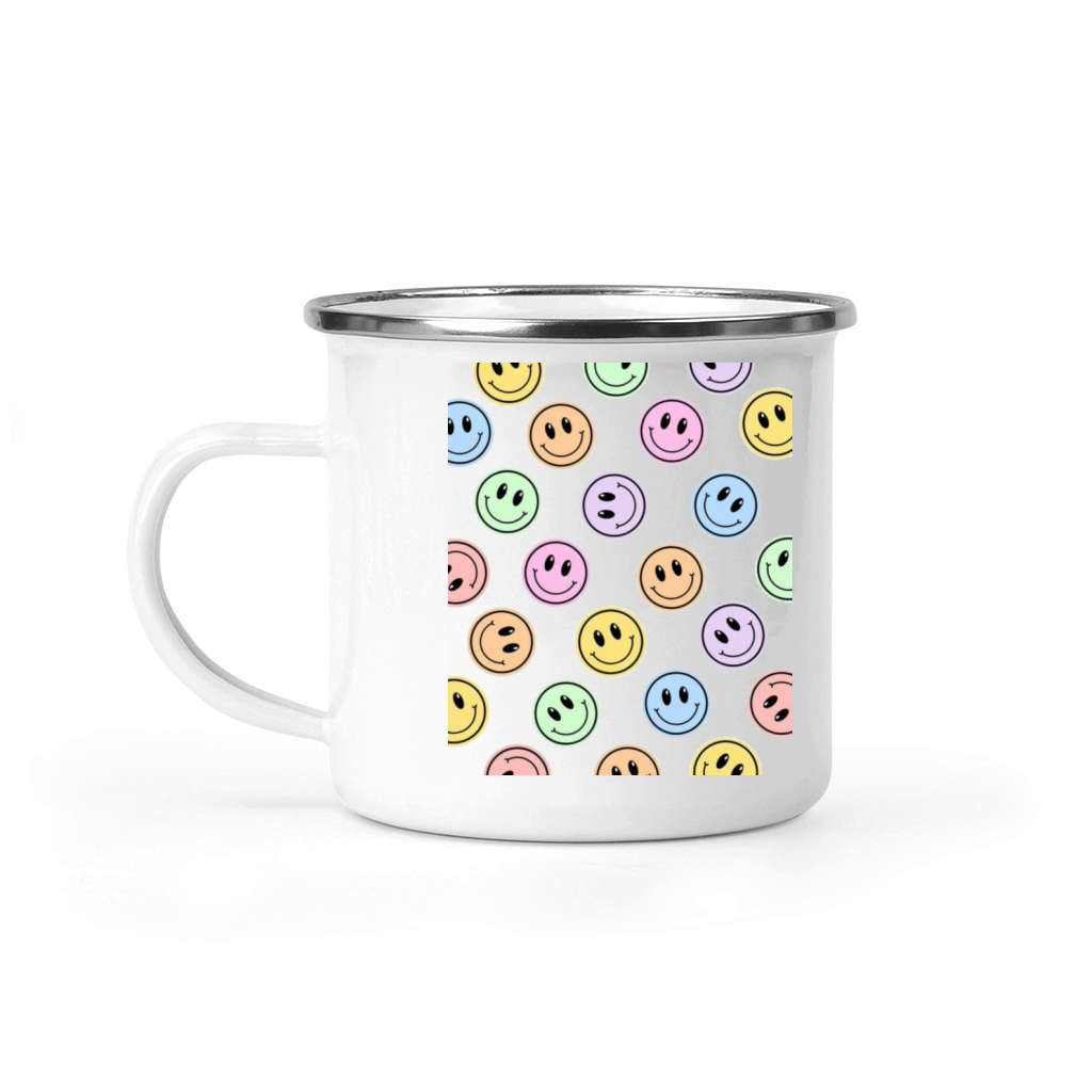 happy face printed t shirt stylish and trendy Camping Mug