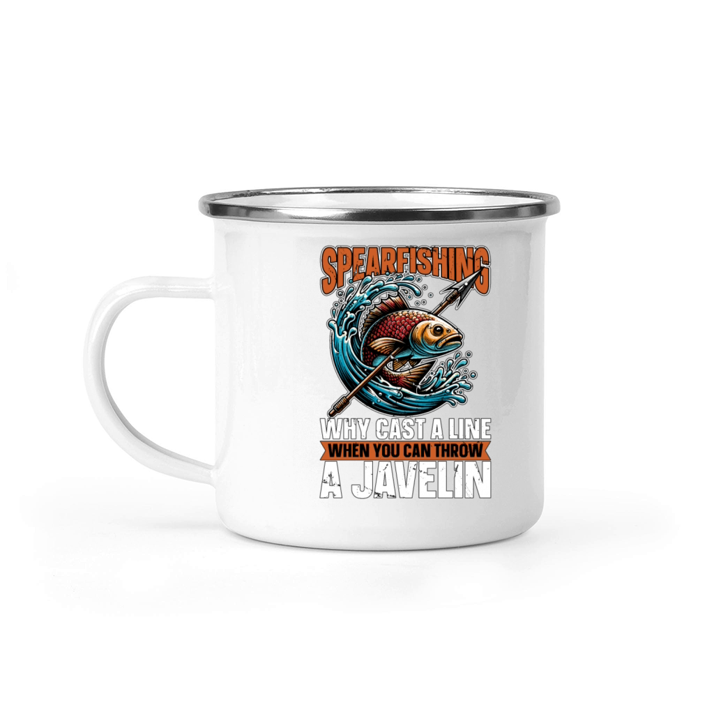 Spearfishing Why Cast A Line Fisherman Freedive Camping Mug