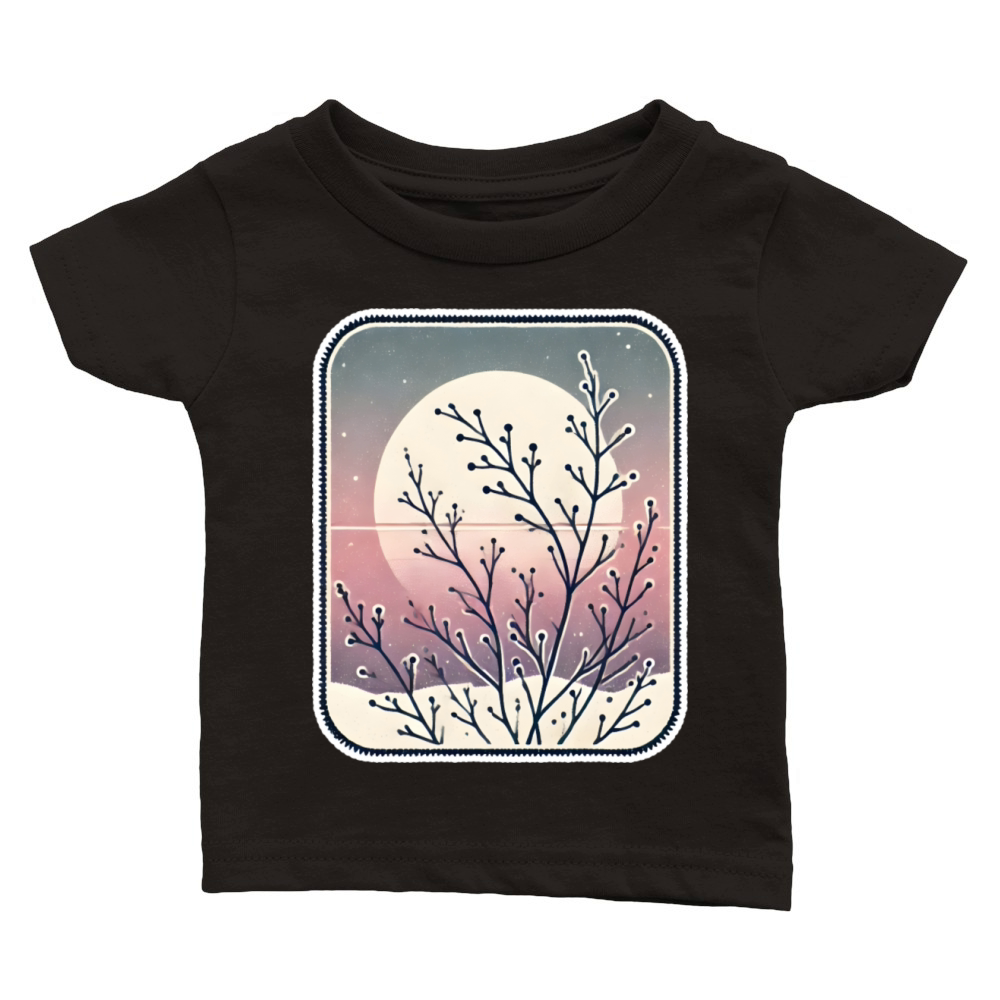 Vintage Botanical Winter Sunset Minimalist Classic Baby Crewneck T-shirt