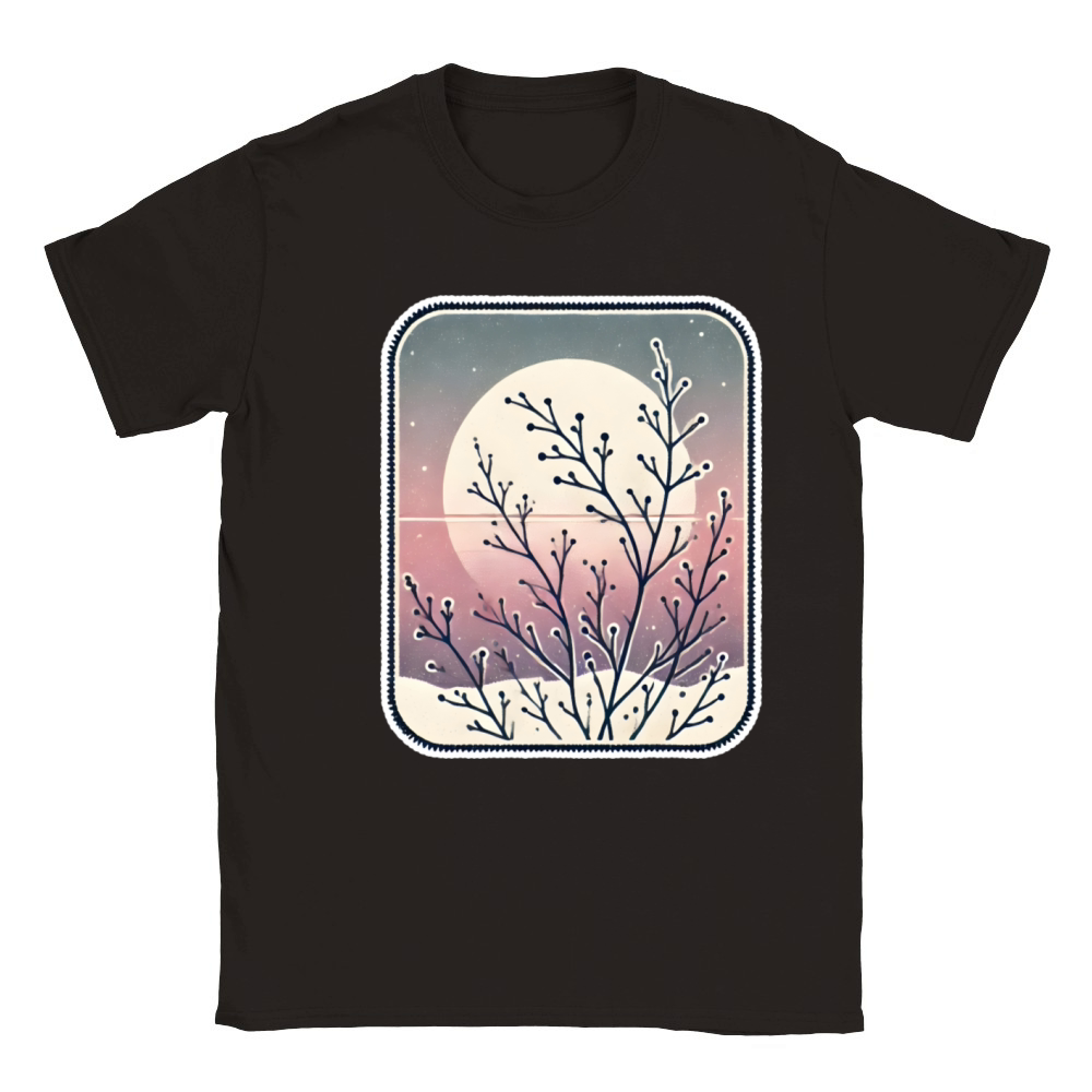 Vintage Botanical Winter Sunset Minimalist Classic Kids Crewneck T-shirt