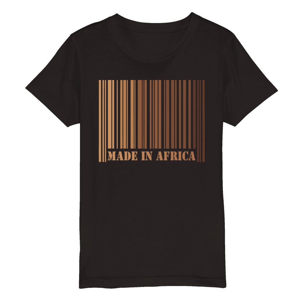Melanin Barcode Made in Africa Apparel Organic Kids Crewneck T-shirt