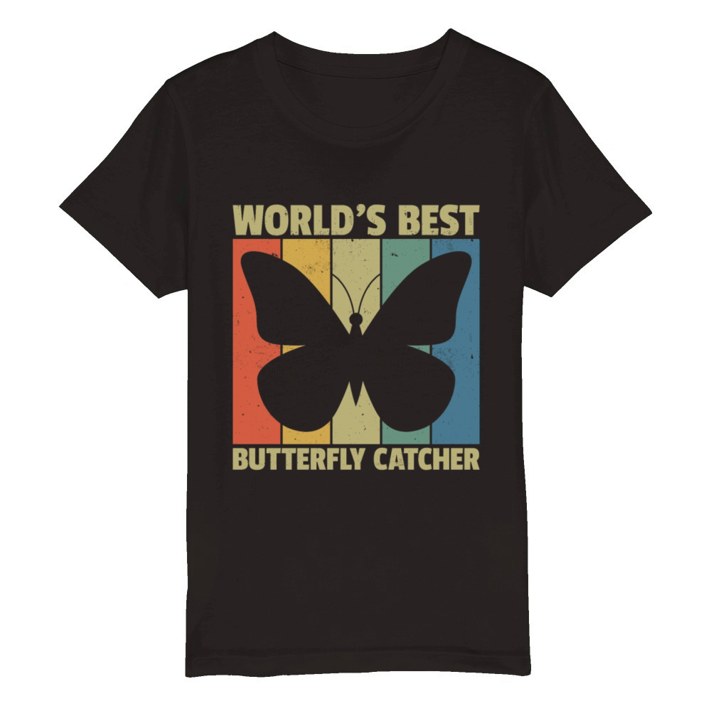 Worlds Best Butterfly Catcher Organic Kids Crewneck T-shirt