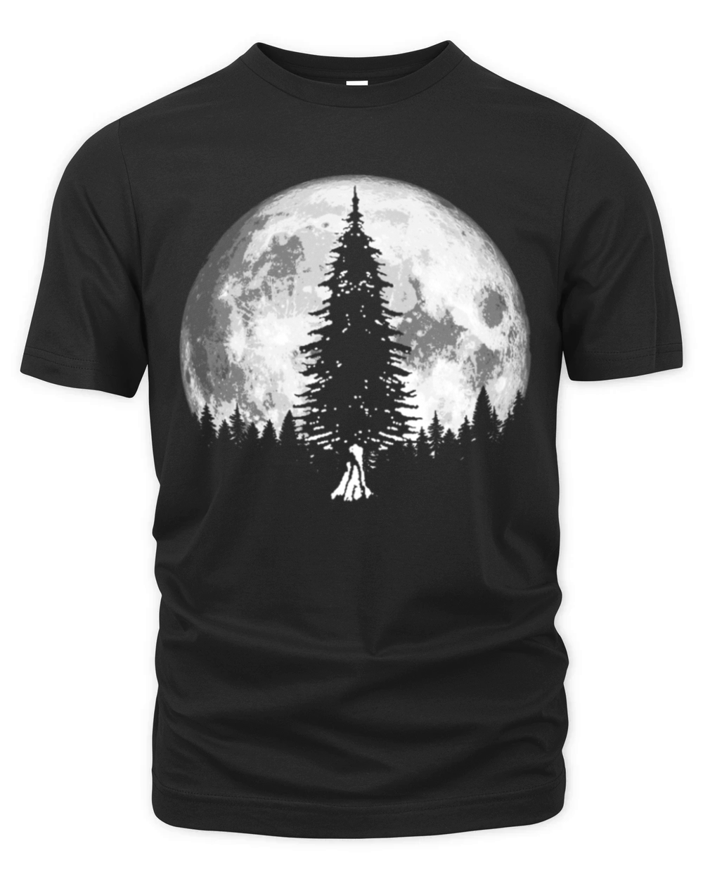 Retro Full Moon Minimalist Pine Tree Vintage Organic Unisex T-shirt