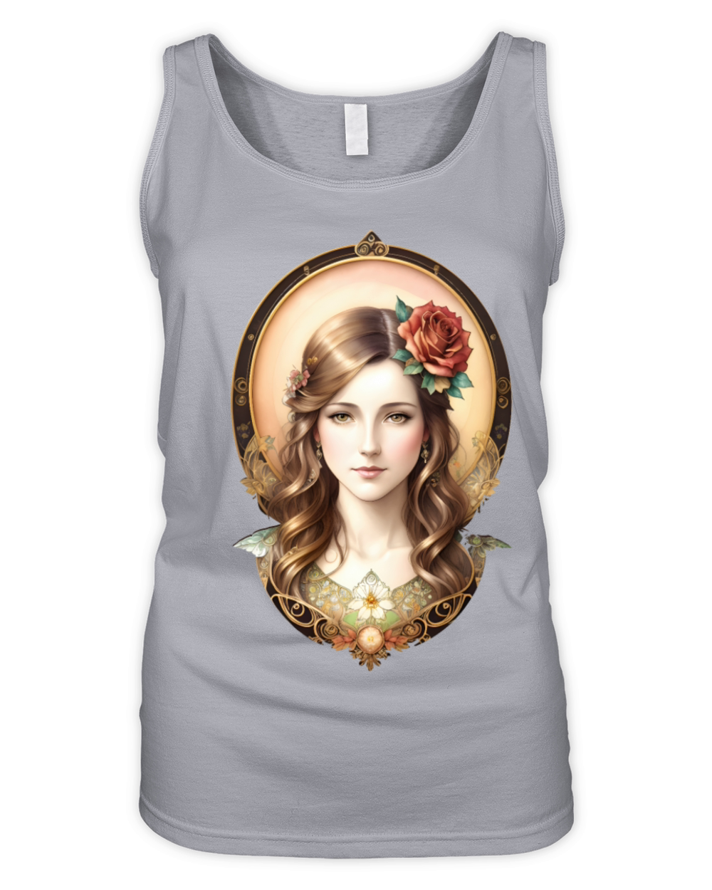 Art Nouveau Woman with Rose - Vintage Portrait Organic Women's Tank Top