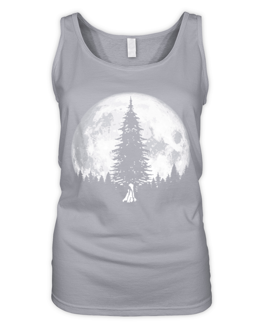 Retro Full Moon Minimalist Pine Tree Vintage Organic Women's Tank Top