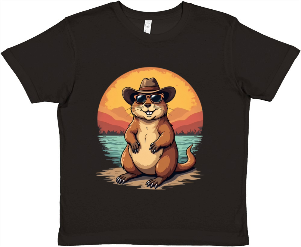 Cartoon Capybara Cowboy Premium Kids Crewneck T-shirt