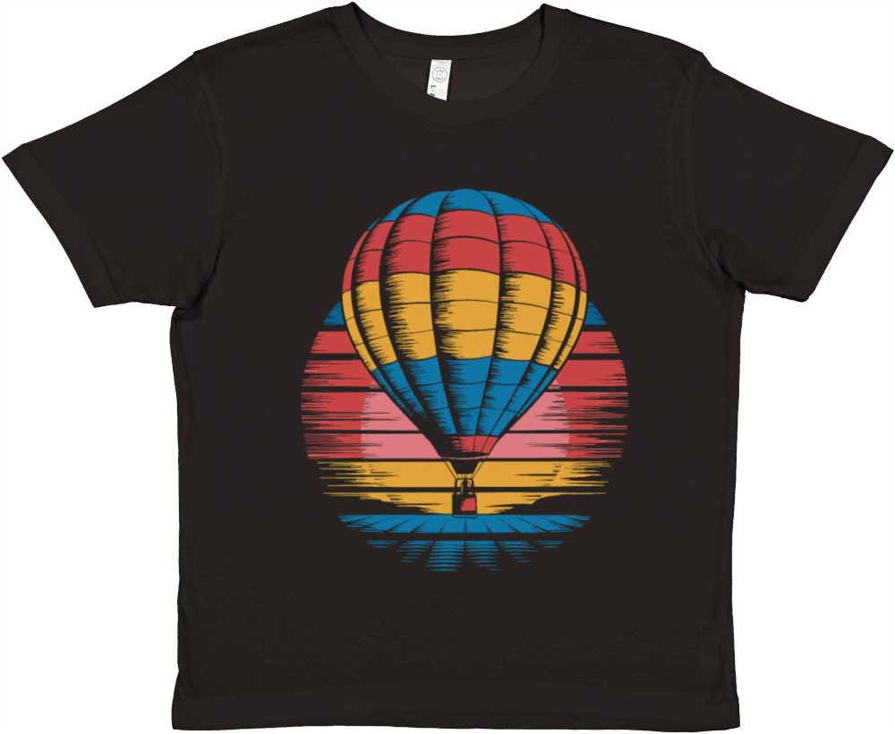 Hot Air Balloon Retro Sunset Vintage Adventure Premium Kids Crewneck T-shirt
