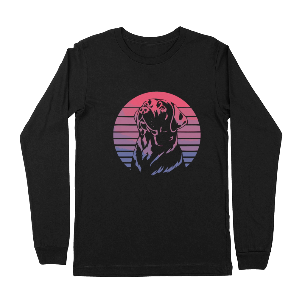 Retro Sunset Dog - Stylish dog with a retro look Premium Long Sleeve