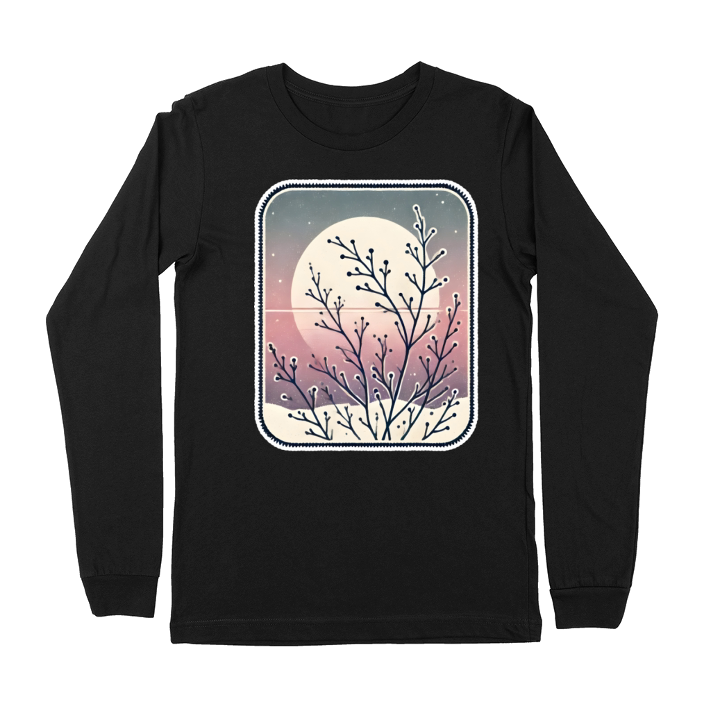 Vintage Botanical Winter Sunset Minimalist Premium Long Sleeve