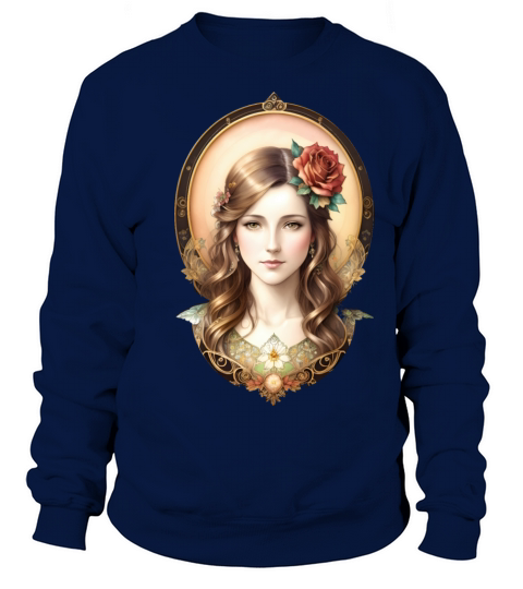 Art Nouveau Woman with Rose - Vintage Portrait Sweatshirt Unisex