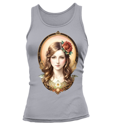 Art Nouveau Woman with Rose - Vintage Portrait Tank top Woman
