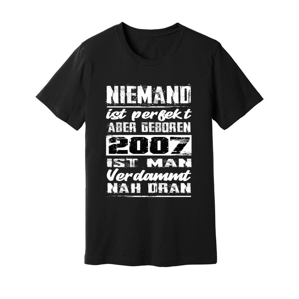 Nobody Is Perfect But Born 2007 Birthday Unisex Jersey Tee