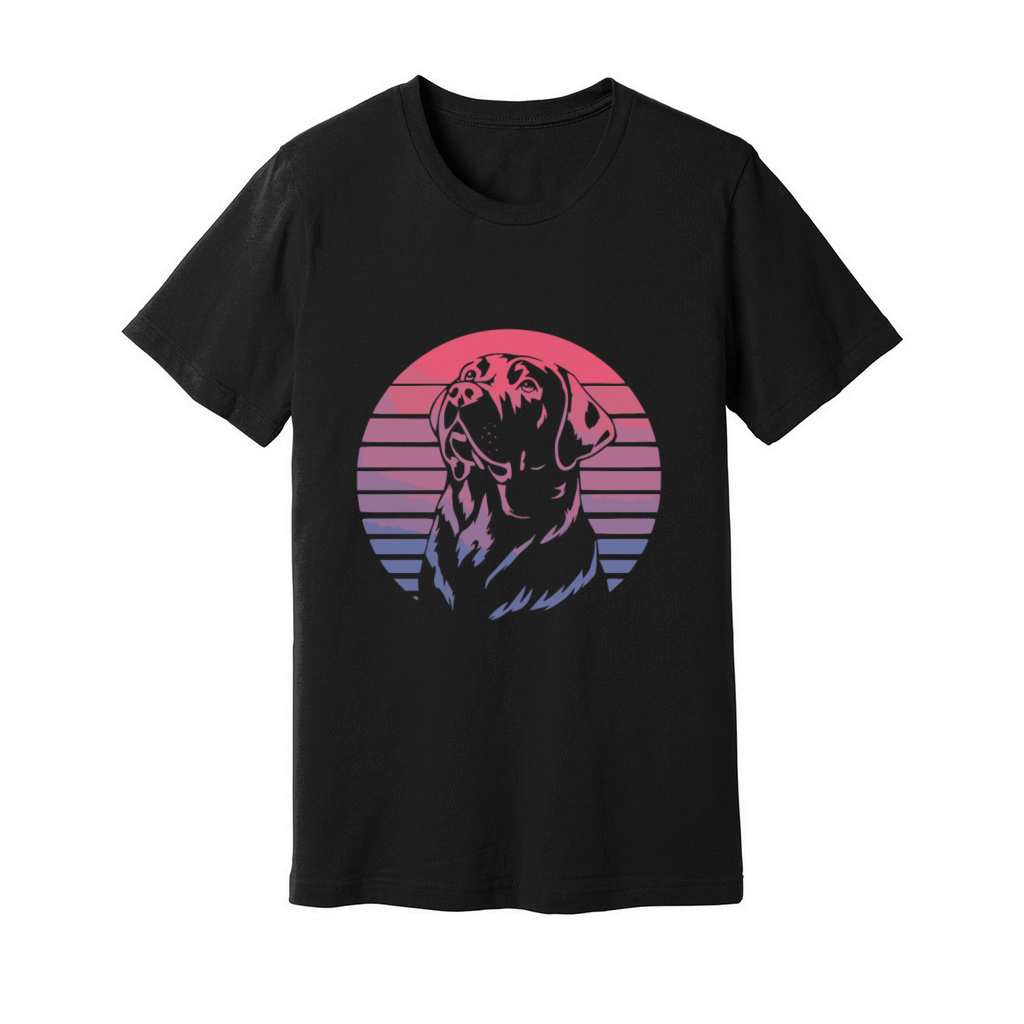 Retro Sunset Dog - Stylish dog with a retro look Unisex Jersey Tee
