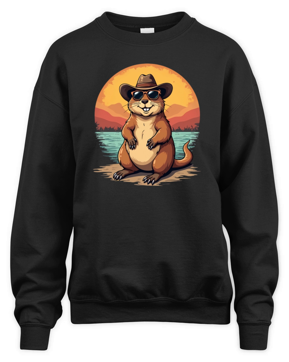 Cartoon Capybara Cowboy Unisex Premium Crewneck Sweatshirt