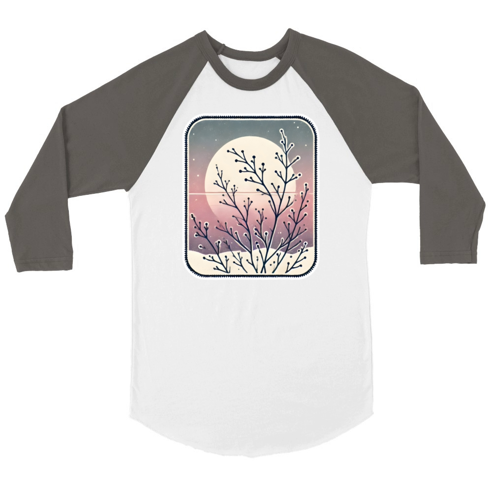Vintage Botanical Winter Sunset Minimalist Unisex ¾ sleeve Raglan T-shirt