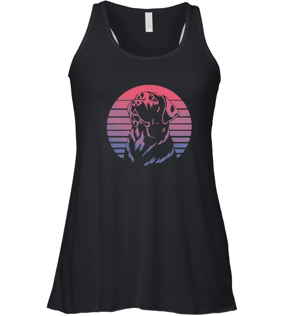 Retro Sunset Dog - Stylish dog with a retro look Women's Flowy Tank Top