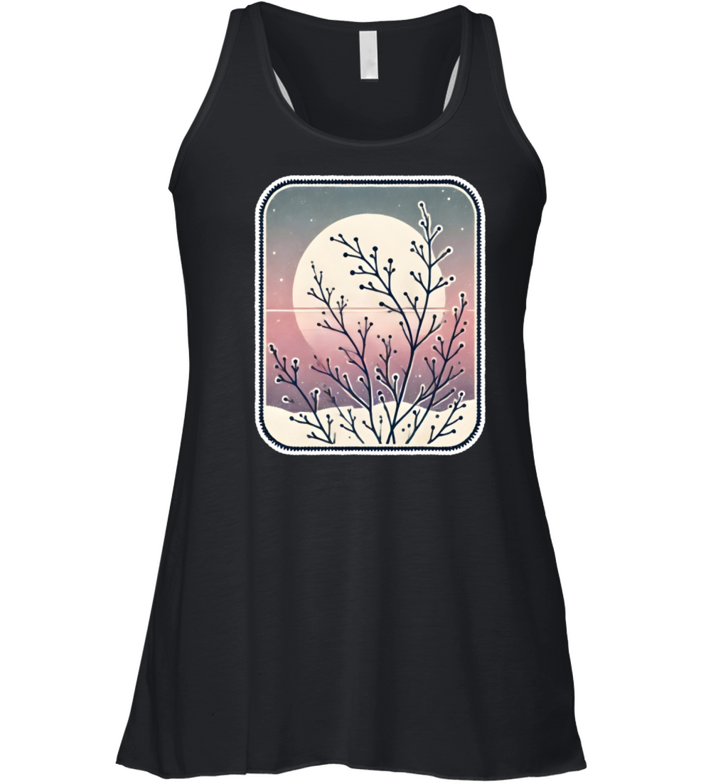 Vintage Botanical Winter Sunset Minimalist Women's Flowy Tank Top