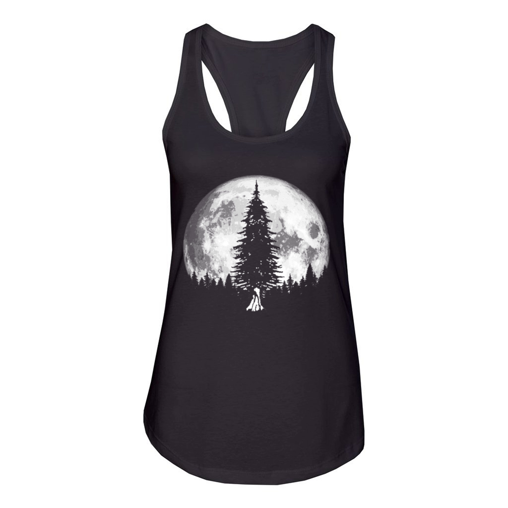 Retro Full Moon Minimalist Pine Tree Vintage Women's Racerback Tank