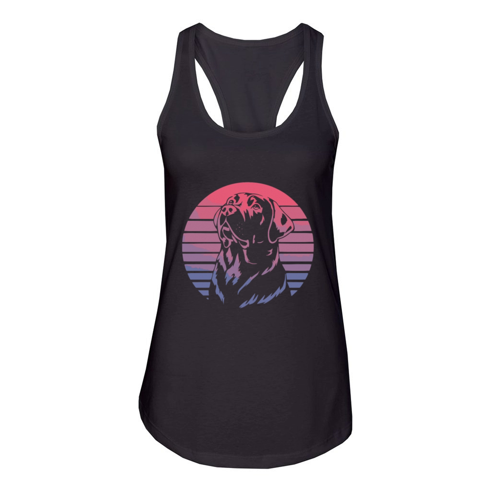 Retro Sunset Dog - Stylish dog with a retro look Women's Racerback Tank