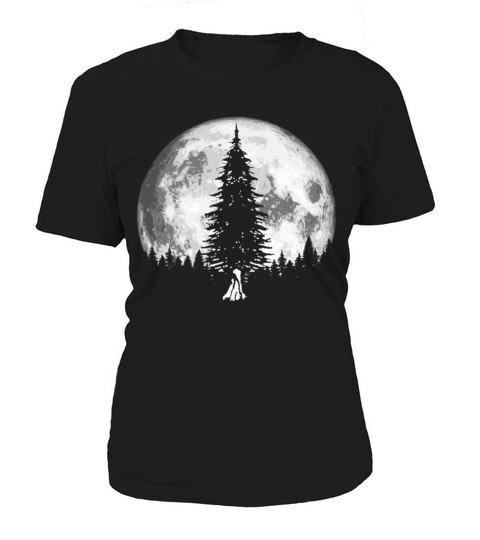 Retro Full Moon Minimalist Pine Tree Vintage Women's T-Shirt