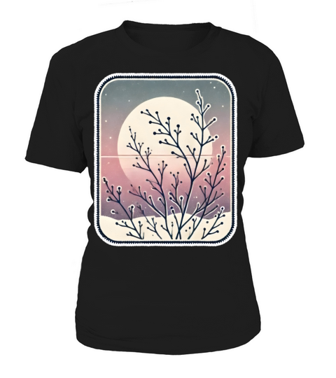 Vintage Botanical Winter Sunset Minimalist Women's T-Shirt