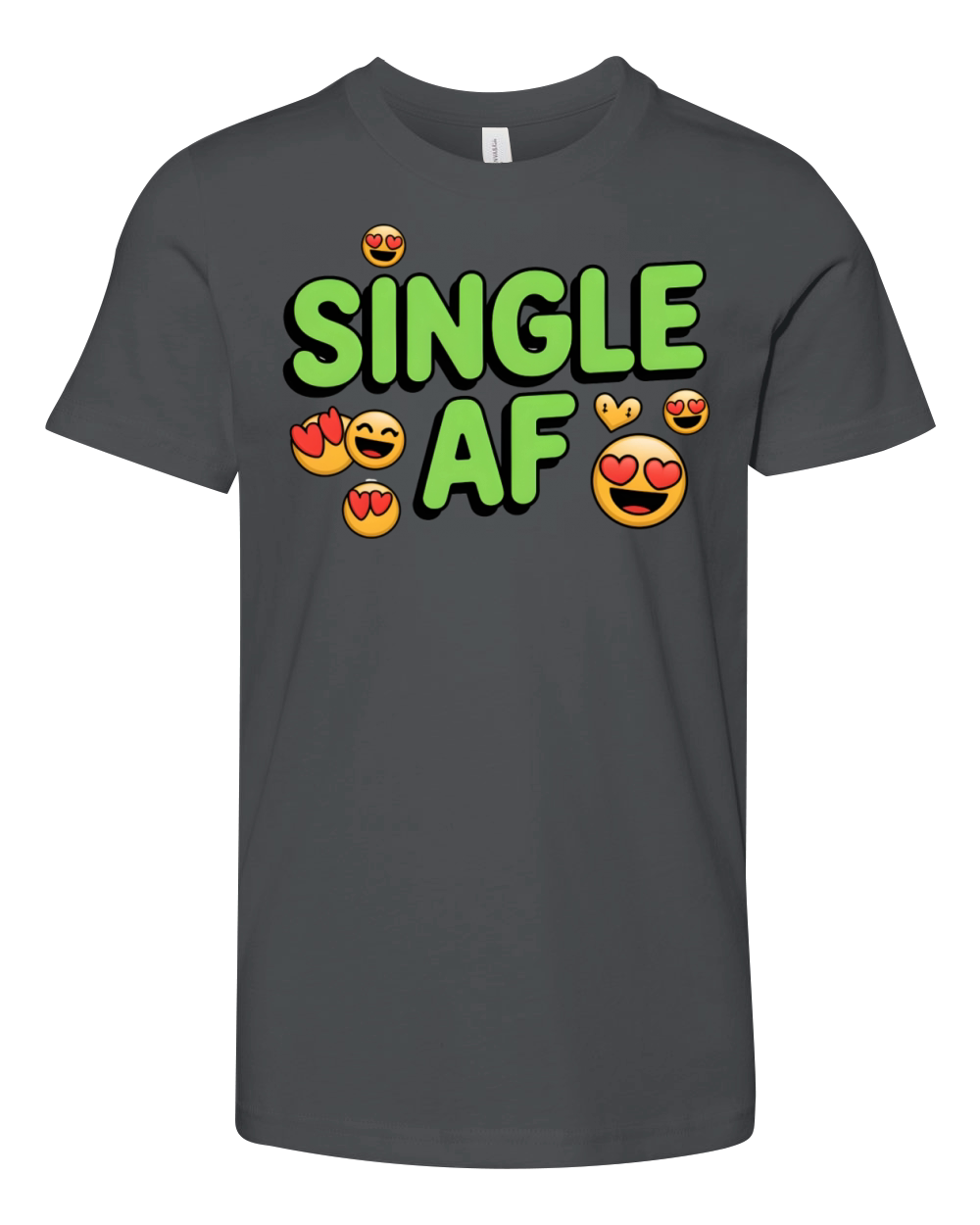 Playful Single AF Design with Heart Eyes Emojis Youth Unisex Jersey Tee