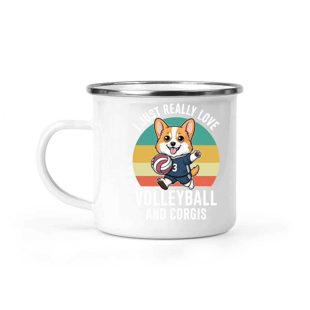 Funny I Just Really Love Volleyball and Corgis Camping Mug