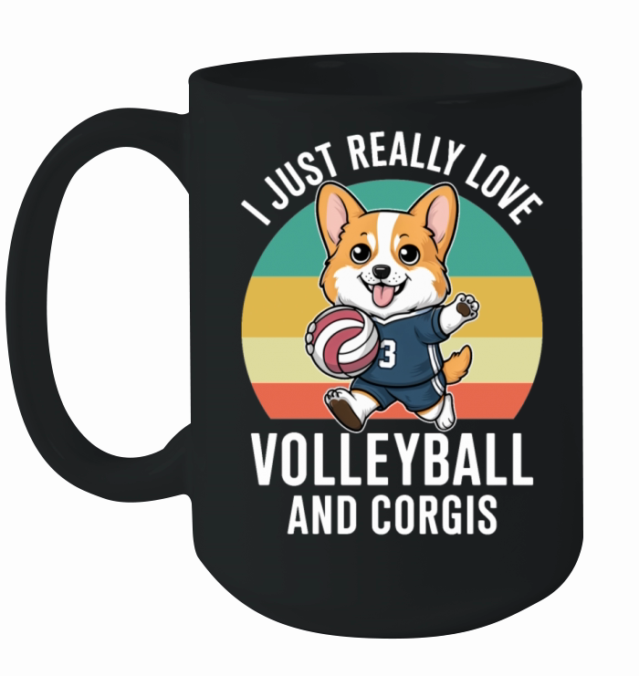 Funny I Just Really Love Volleyball and Corgis Ceramic Mug