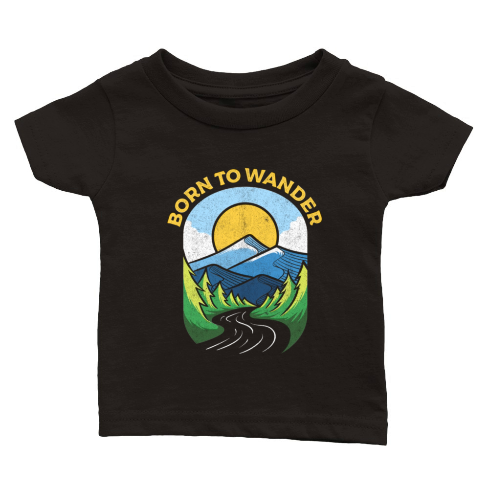 Born To Wander Outdoor Vintage Style Mountains Classic Baby Crewneck T-shirt