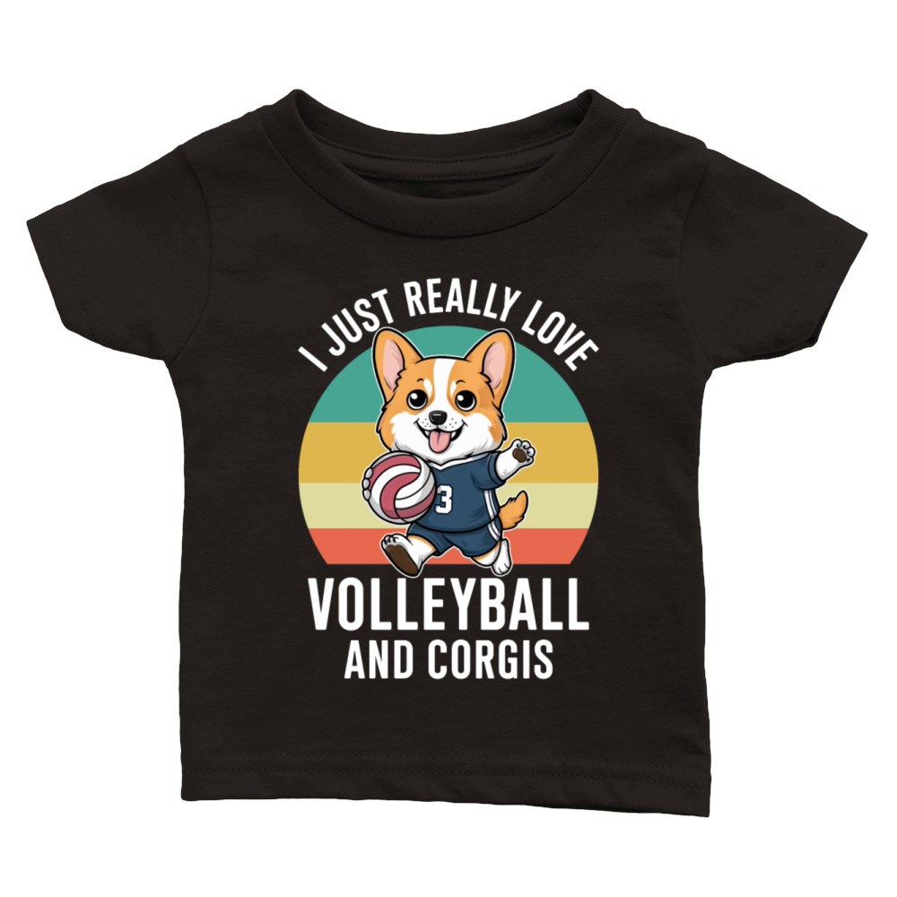 Funny I Just Really Love Volleyball and Corgis Classic Baby Crewneck T-shirt