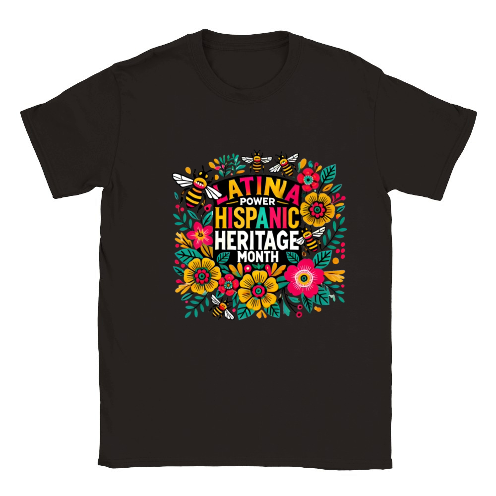 Latina floral girl power Hispanic Heritage month Classic Kids Crewneck T-shirt