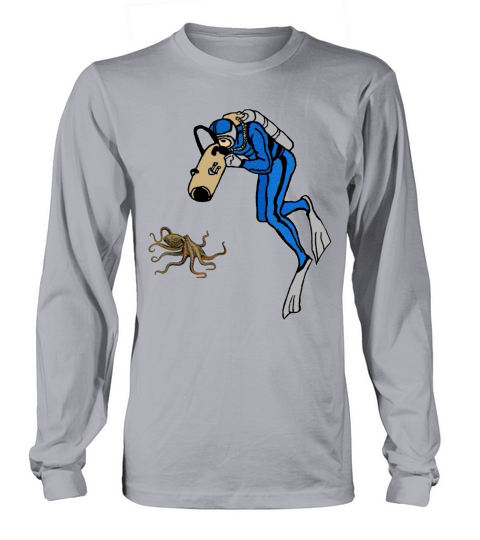Vintage SCUBA Diver Photographing an Octopus URM Long sleeved Unisex