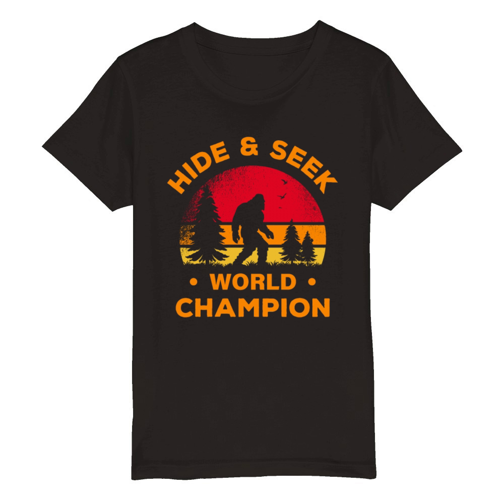 Bigfoot Hide And Seek World Champion Sasquatch Organic Kids Crewneck T-shirt