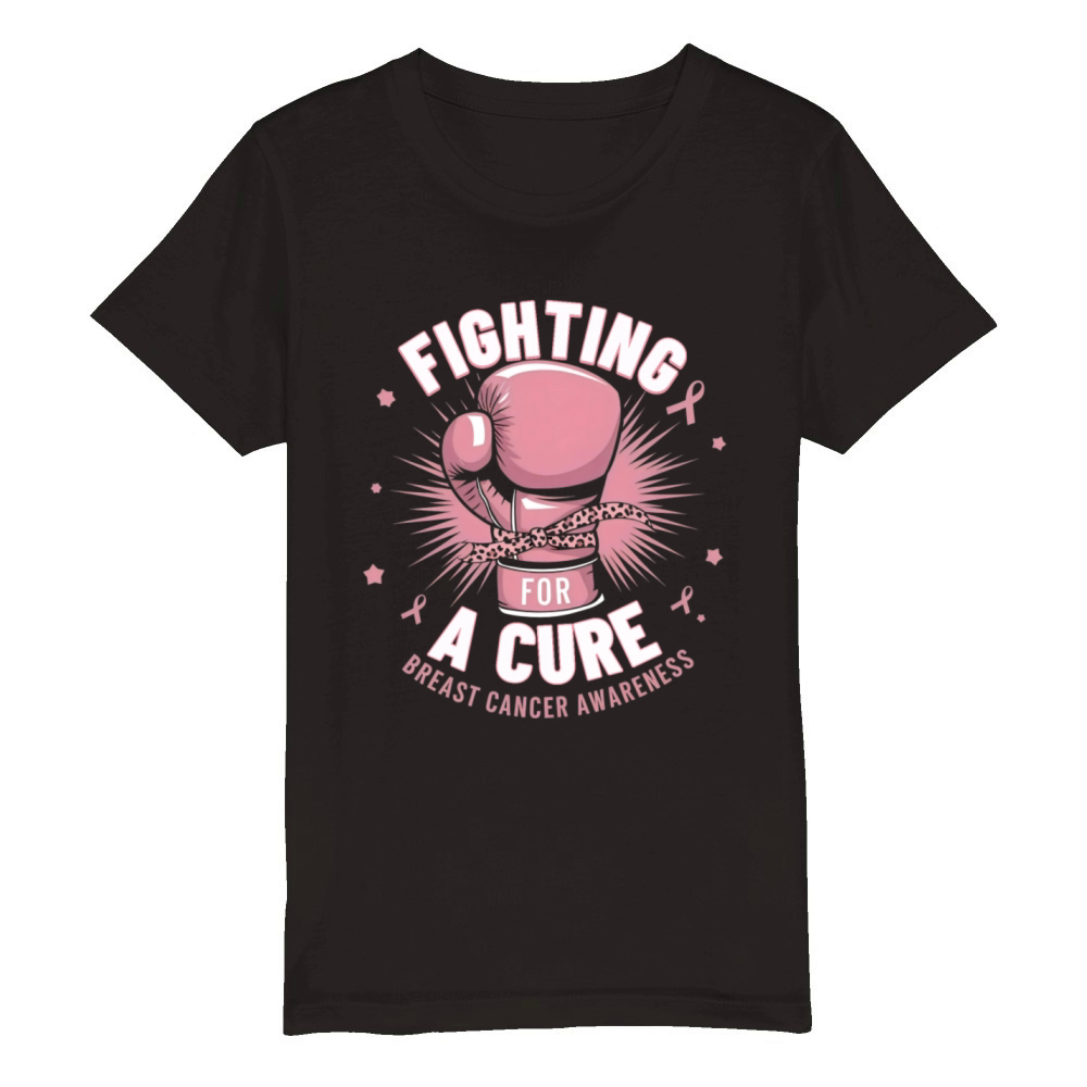 Breast Cancer Awareness FIGHTING FOR A CURE Organic Kids Crewneck T-shirt