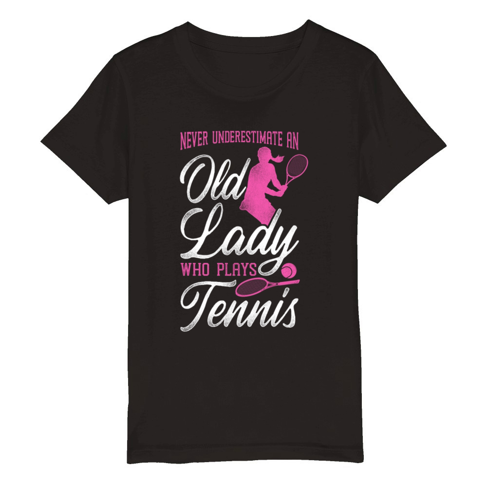 Funny Tennis Player Racket Grandma Organic Kids Crewneck T-shirt