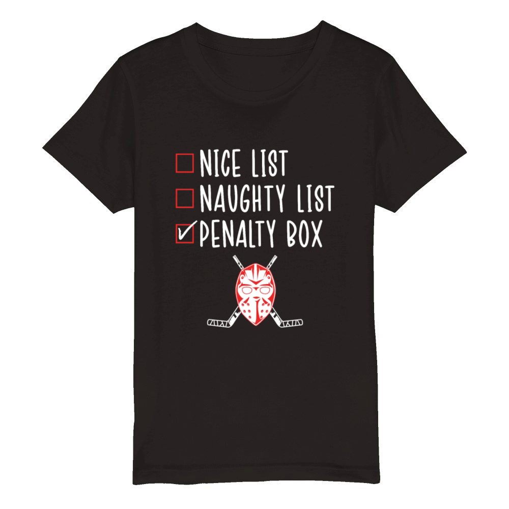 Ice Hockey Naughty List Funny Ice Hockey Player Organic Kids Crewneck T-shirt