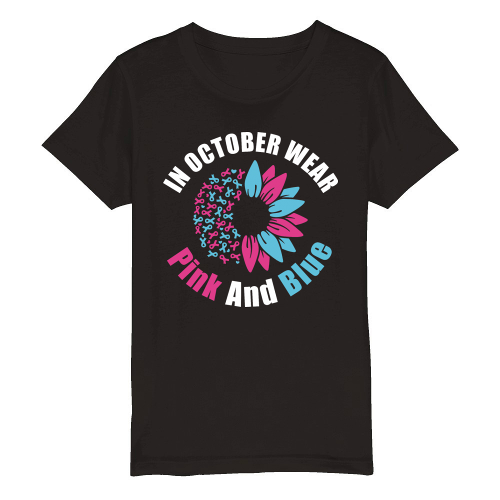 In October Wear Pink Blue Organic Kids Crewneck T-shirt