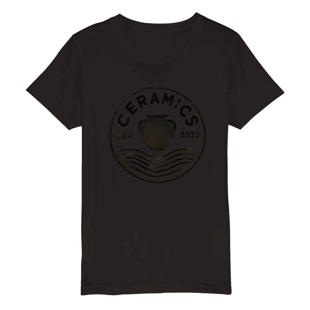 Vintage Ceramic Stamp Organic Kids Crewneck T-shirt