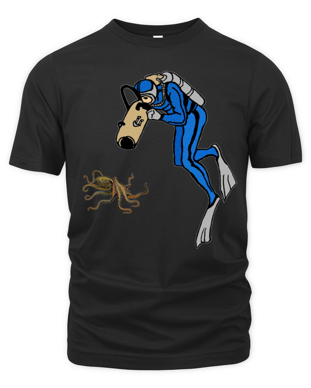 Vintage SCUBA Diver Photographing an Octopus URM Organic Unisex T-shirt